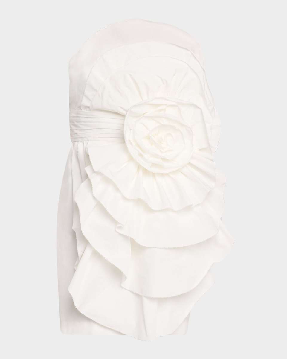 Strapless Ruffle Taffeta Mini Dress